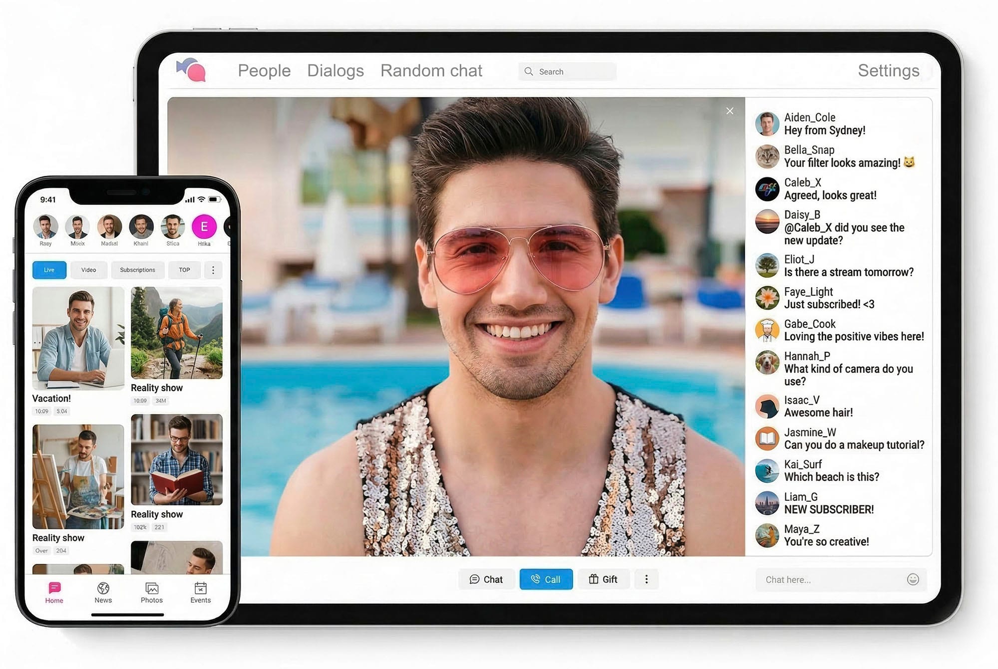 Handsome men profiles in dating app